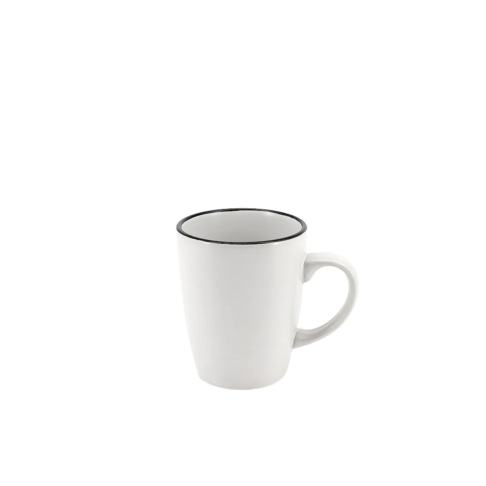 Ceramic Dinner Set Off White with Black Rim