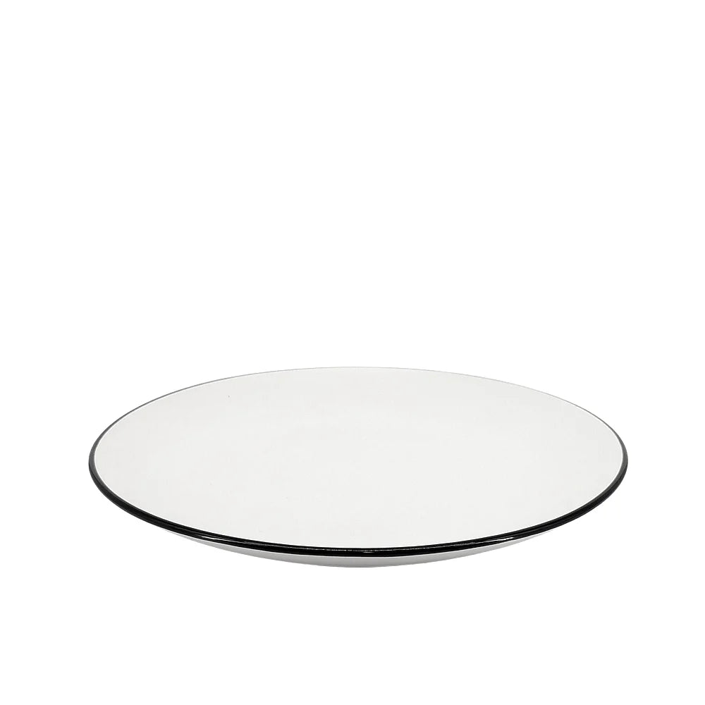 Ceramic Dinner Set Off White with Black Rim
