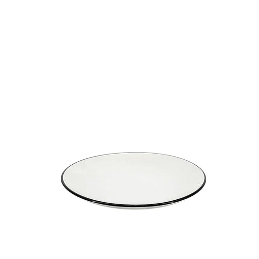 Ceramic Dinner Set Off White with Black Rim