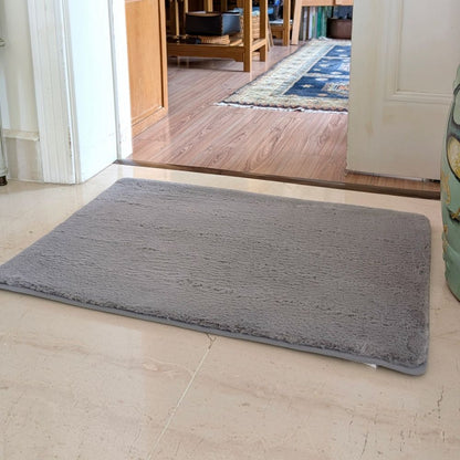 Floor Mat Gray Rabbit Fur 50cm x 76cm