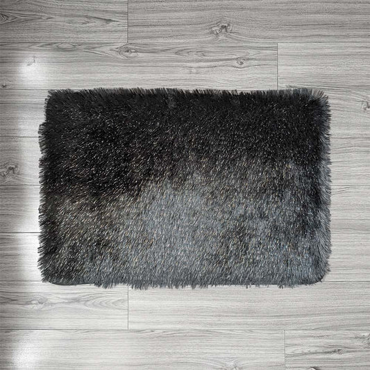 Floor Mat Black Poly-Fur Shiny 50cm x 76cm