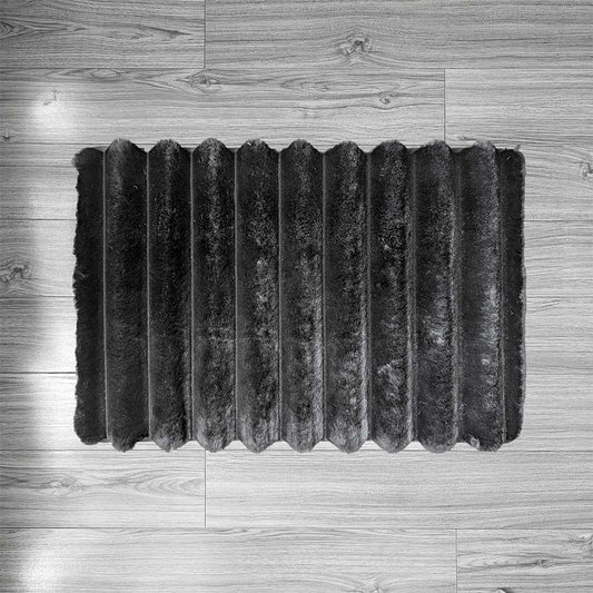 Floor Mat Black Wavy 50cm x 76cm