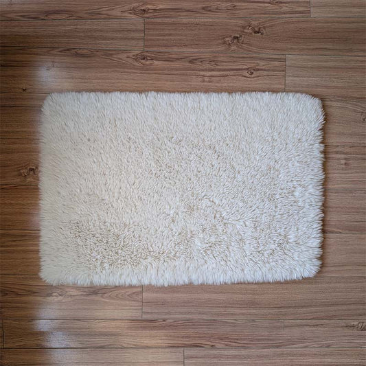 Floor Mat White Rabbit Fur 50cm x 76cm