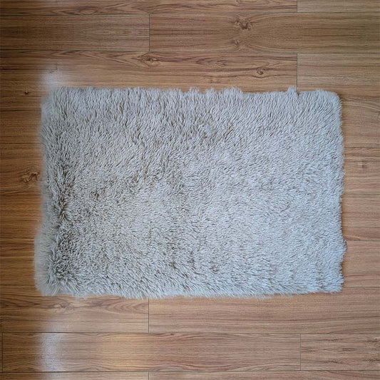 Floor Mat Light Gray Poly-Fur 50cm x 76cm