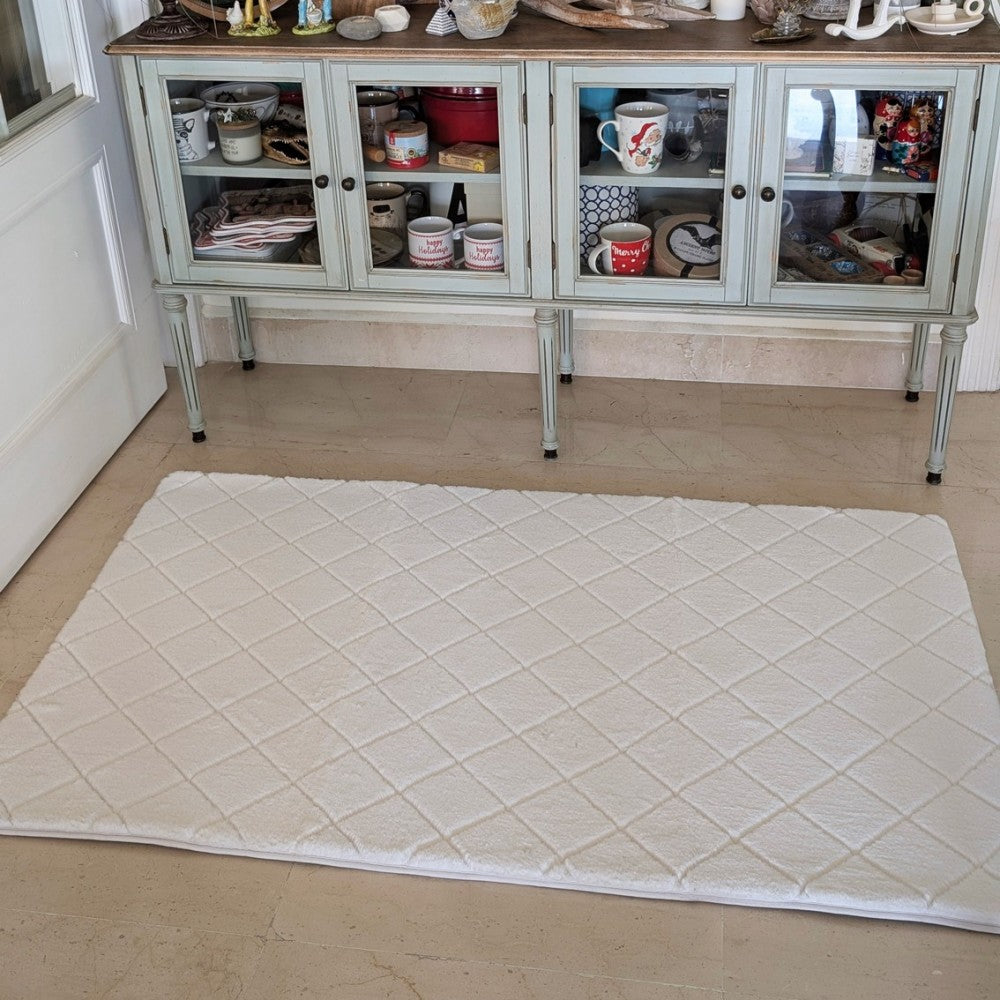 Floor Mat White Emboss 120cm x 152cm