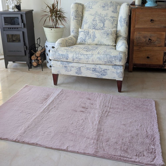 Floor Mat Pink Rabbit Fur 120cm x 152cm