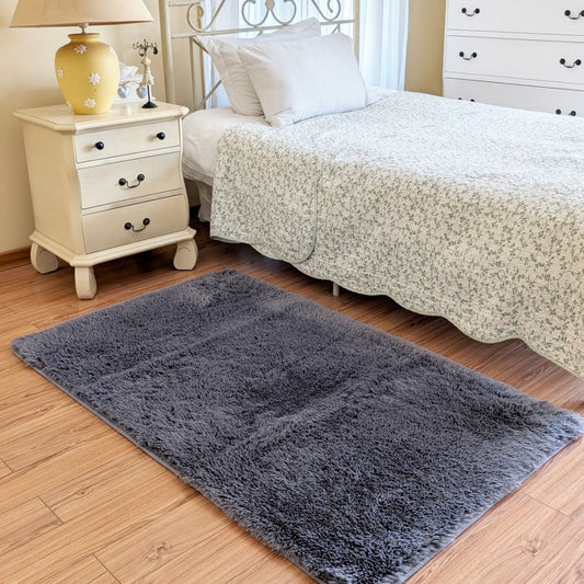 Floor Mat Gray Poly-Fur 120cm x 152cm