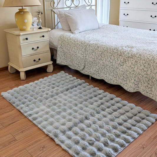 Floor Mat Light Gray Wavy 120cm x 152cm