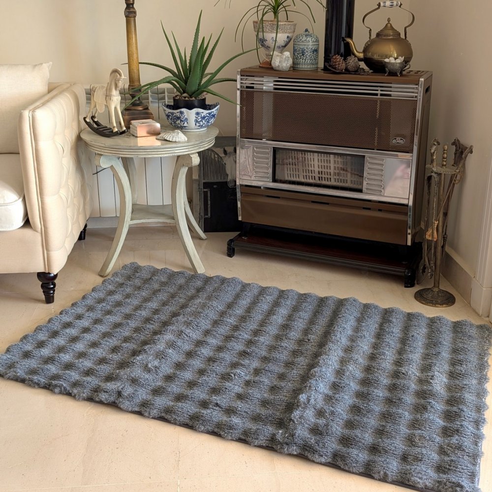 Floor Mat Gray Wavy 120cm x 152cm