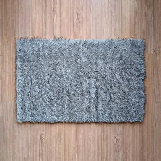 Floor Mat Gray Fur 68cm x 106cm