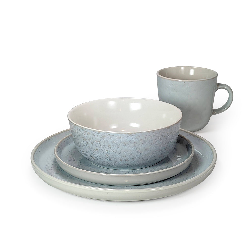 16 Pcs Dinner Set Light Blue Speckled