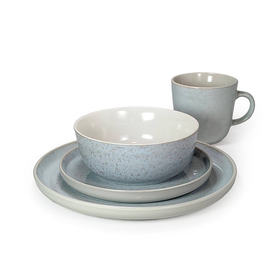 16 Pcs Dinner Set Light Blue Speckled