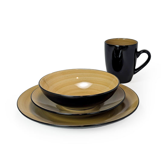 16 Pcs Dinner Set Yellow Swirl