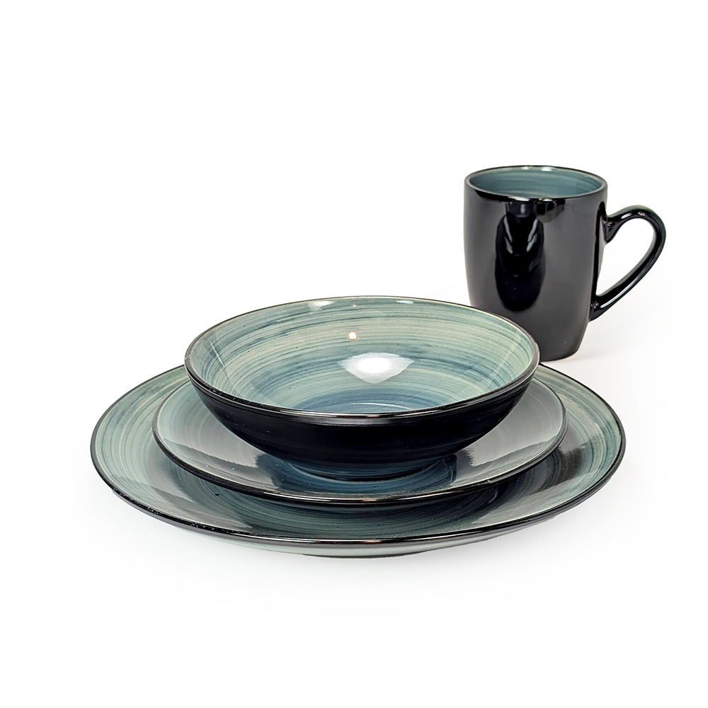 16 Pcs Dinner Set Turquoise Swirl