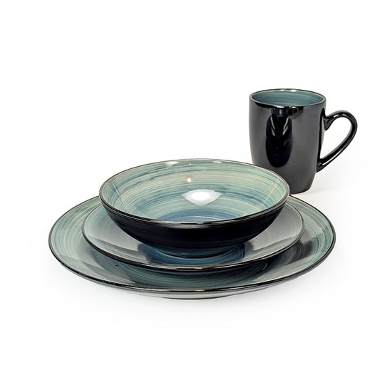 16 Pcs Dinner Set Turquoise Swirl