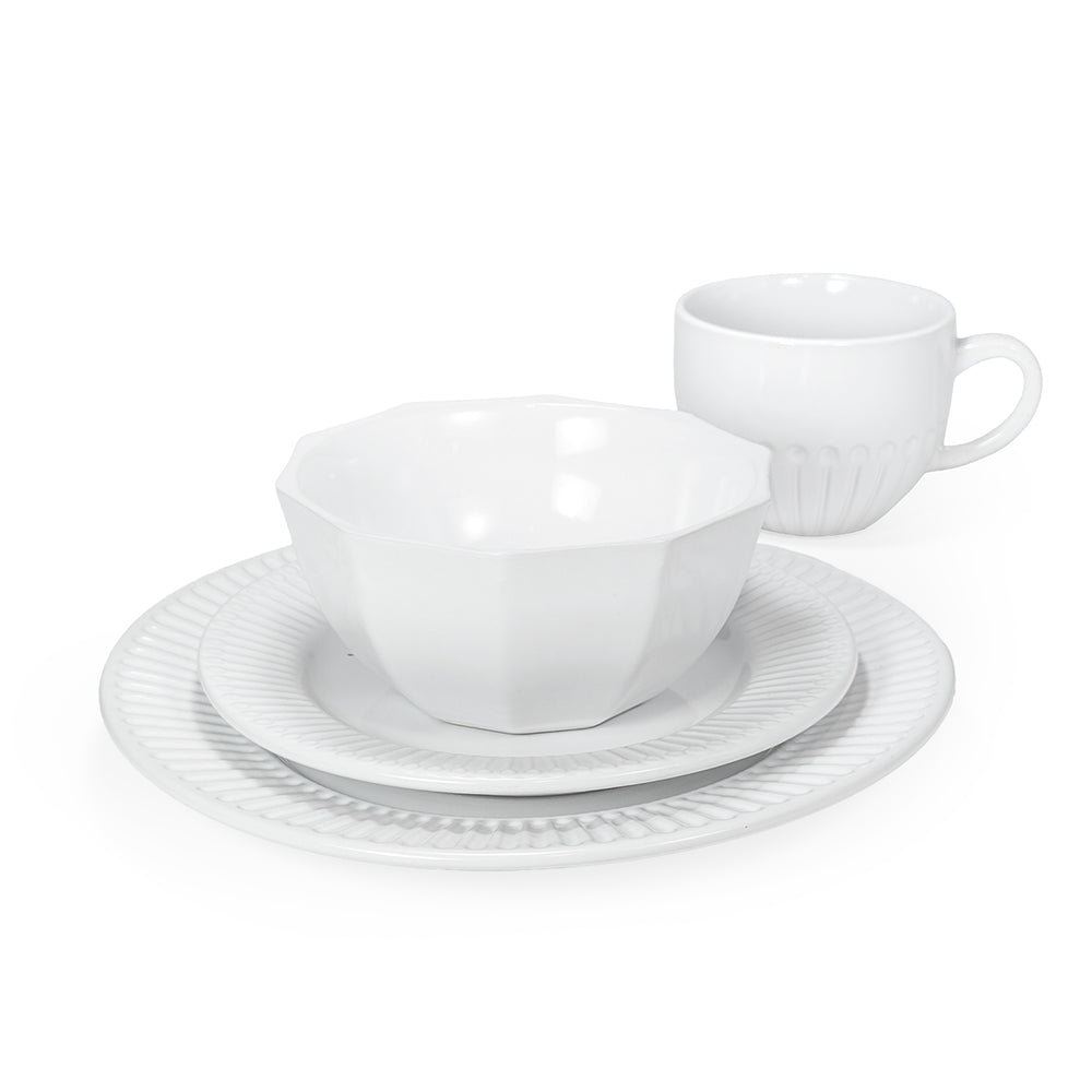 16 Pcs Dinner Set White