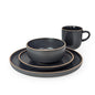 16 Pcs Dinner Set Black with Natural Trim