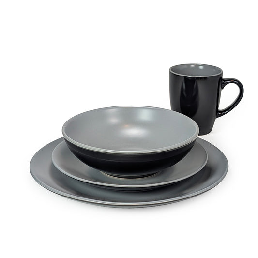 Ceramic Dinner Set Black & Gray