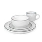 16 Pcs Dinner Set White with Black Trim