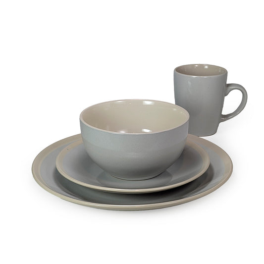 16 Pcs Dinner Set Gray & Beige
