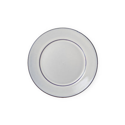 Off White Dessert Plate with Blue Trim 21cm