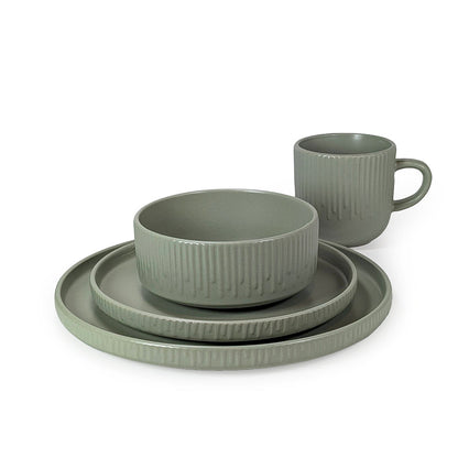 Ceramic Dinner Set Green Emboss
