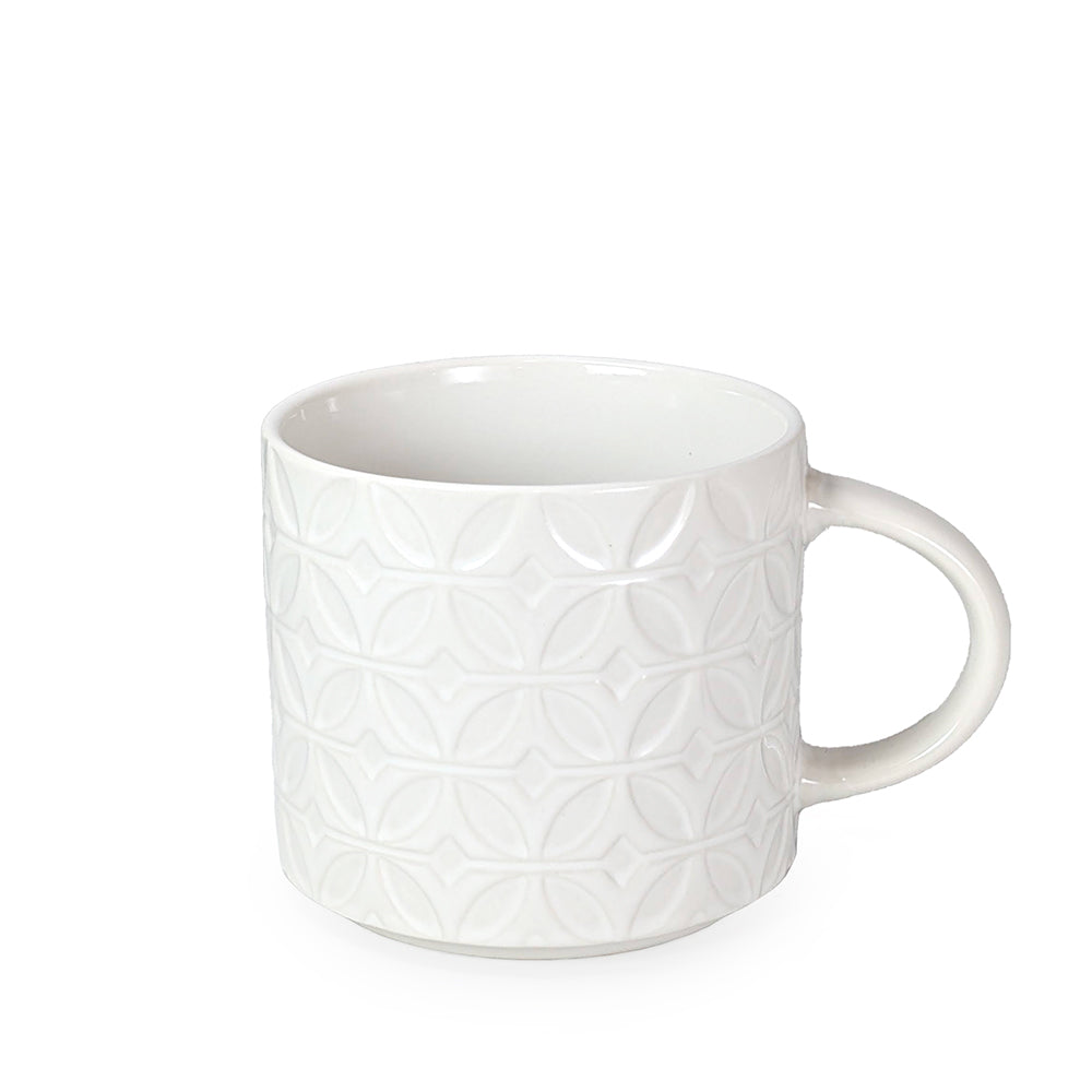 Ceramic White Mug Embossed