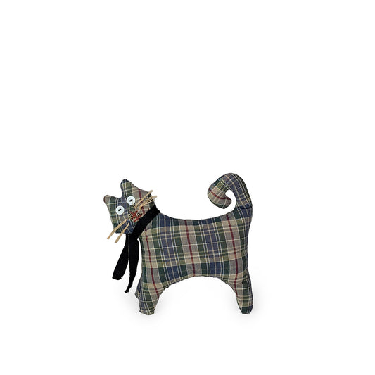 Fabric Cat Plaid Blue Decor