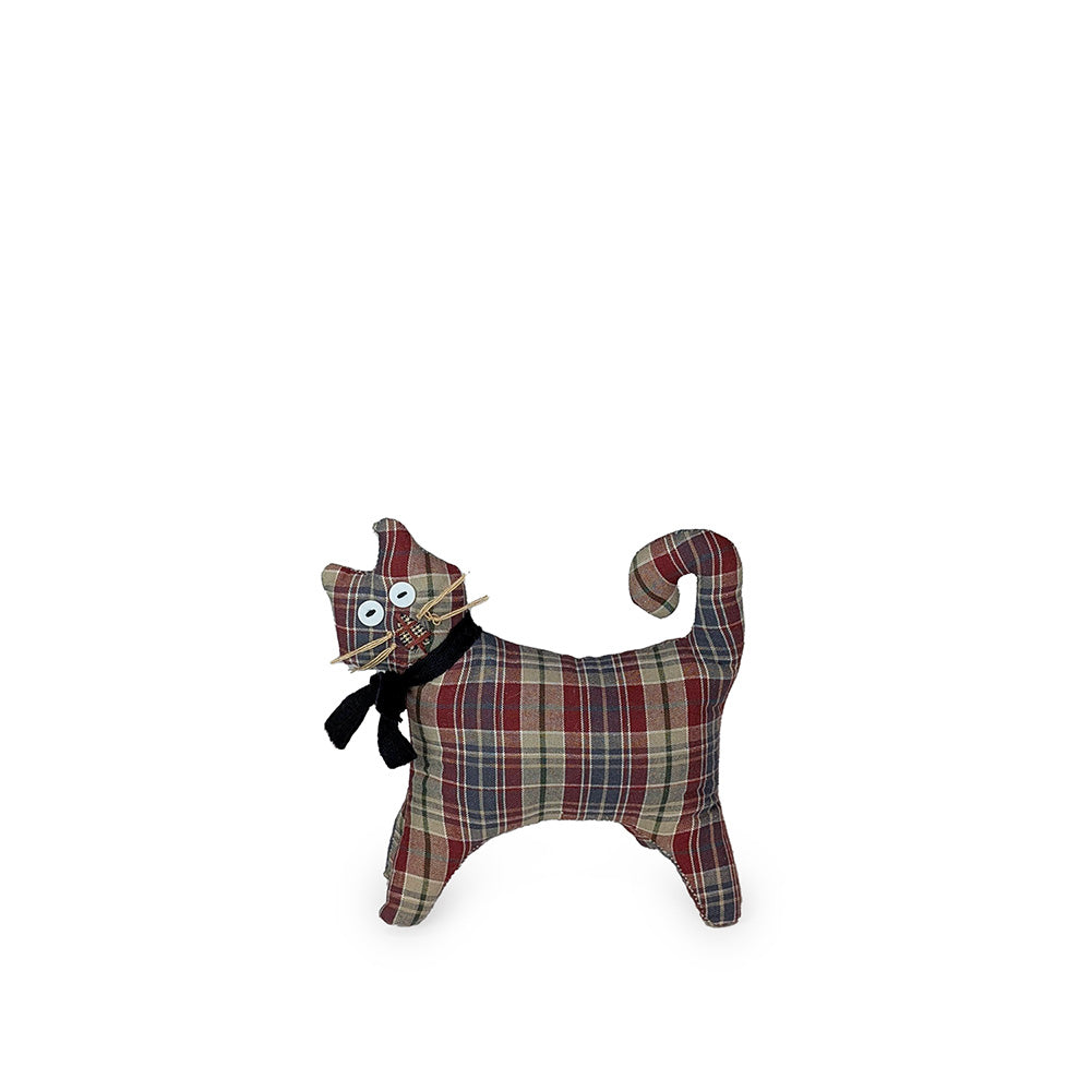 Fabric Cat Plaid Red Decor