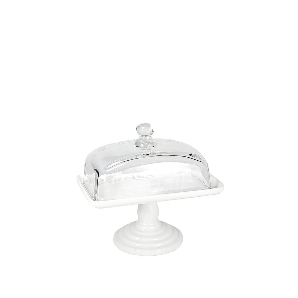 Ceramic Cake Stand Rectangular with Cover 18cm
