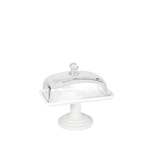 Ceramic Cake Stand Rectangular with Cover 18cm