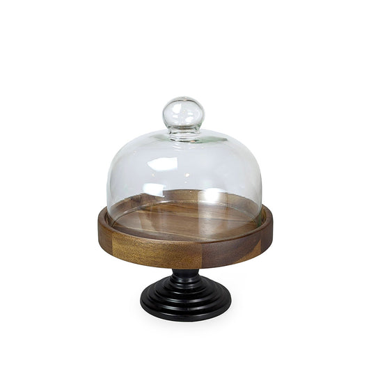 Wooden Cake Stand Round with Cover 18cm