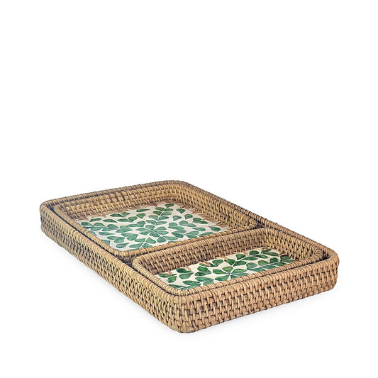 Rattan Tray Leaves 3pcs Set