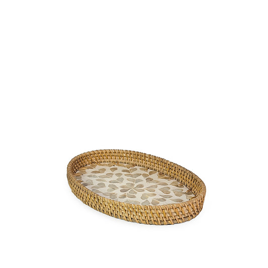 Rattan Tray Leaves Oval 28cm
