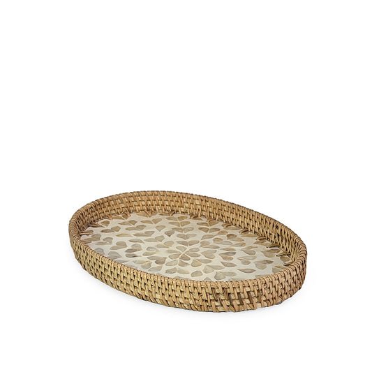 Rattan Tray Leaves Oval 34cm