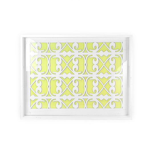 White Wooden Tray w/ Glass 40cm