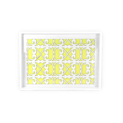 White Wooden Tray w/ Glass 35cm