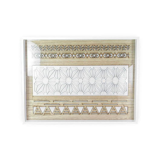 White Wooden Tray w/ Glass 40cm