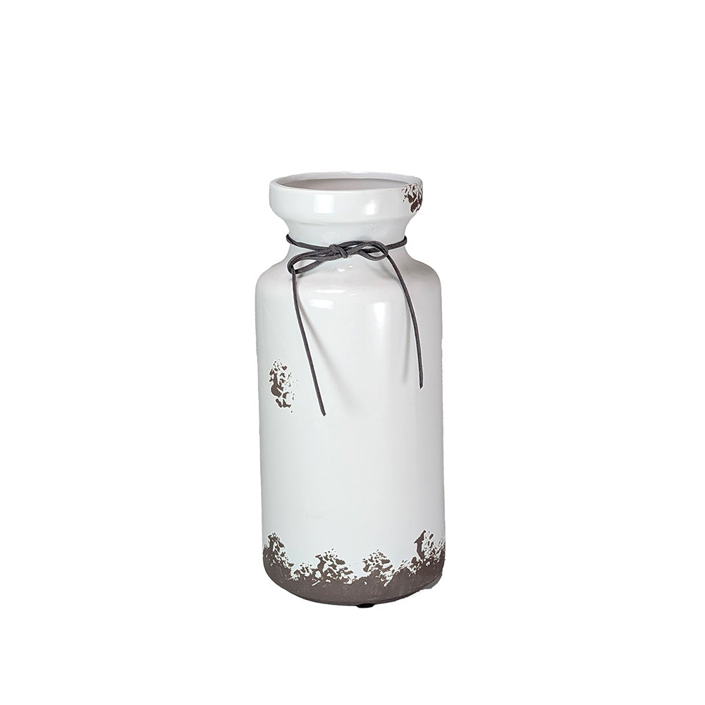 White Rustic Ceramic Vase 25cm