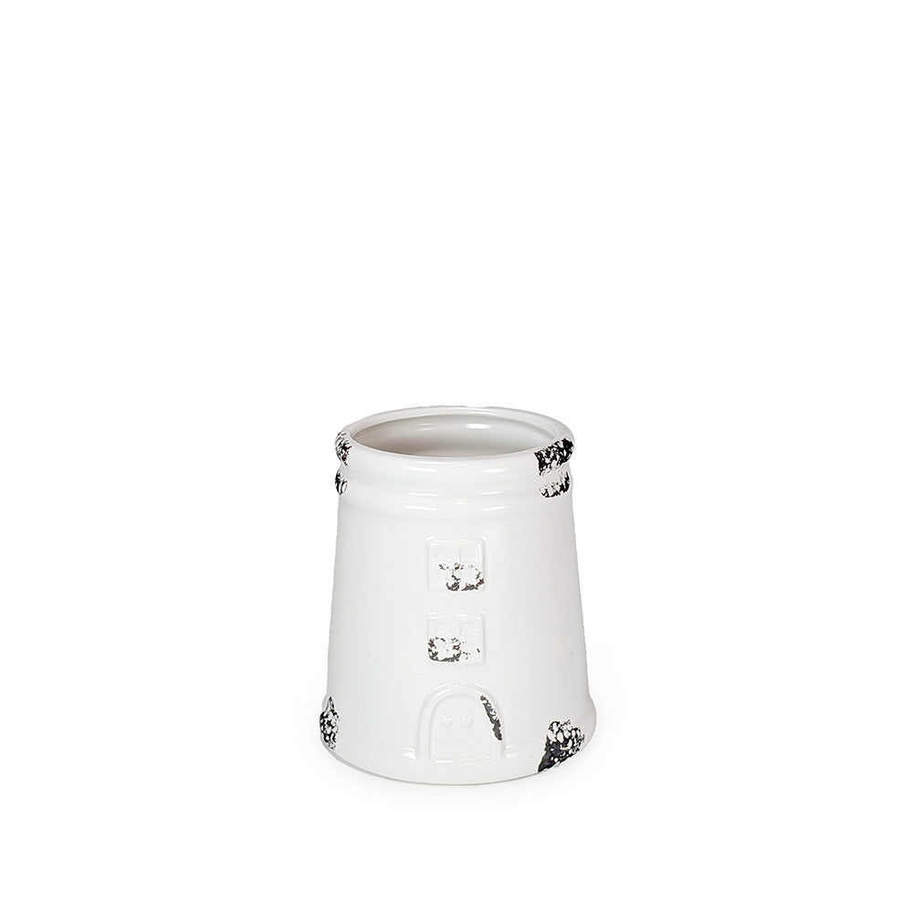 White Rustic Ceramic Vase 15cm