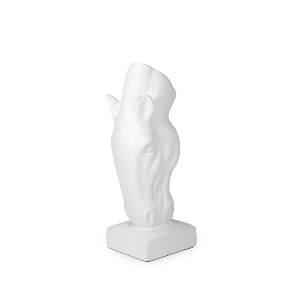White Ceramic Vase Horse 28cm