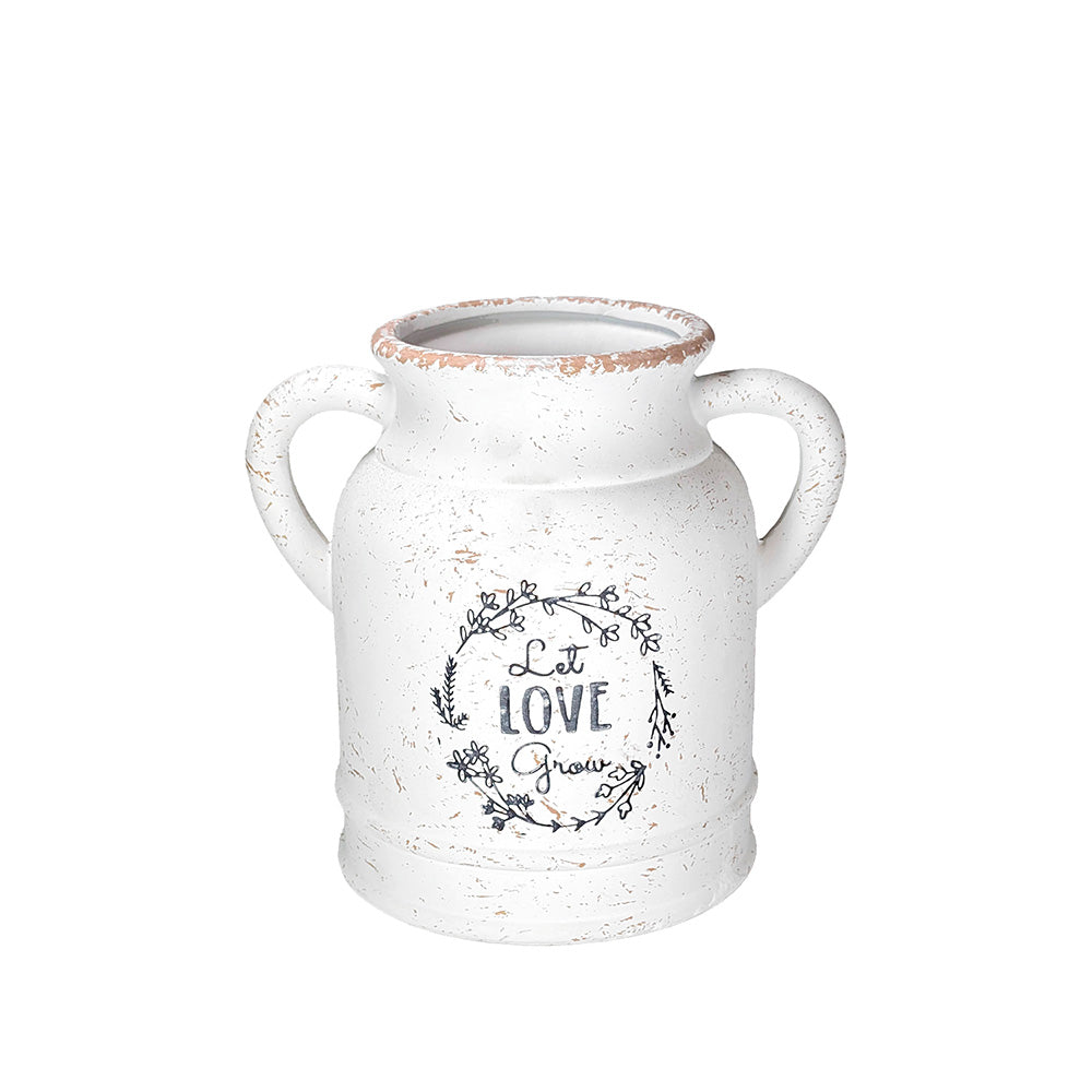 Ceramic Planter w/ Handles Love