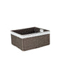 Brown Rattan Basket w/ Fabric Lining Rectangle Large