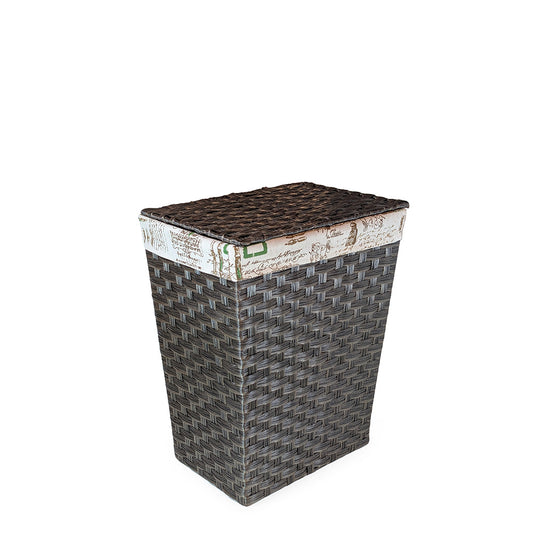 Brown Rattan Laundry Hamper w/ Fabric Lining Medium