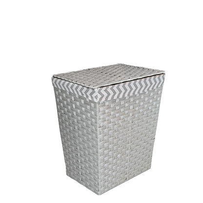 Gray Rattan Laundry Hamper w/ Fabric Lining Large