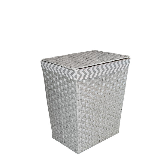 Gray Rattan Laundry Hamper w/ Fabric Lining Large