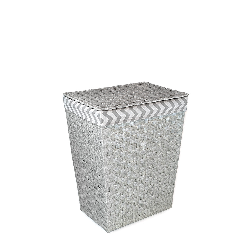 Gray Rattan Laundry Hamper w/ Fabric Lining Medium