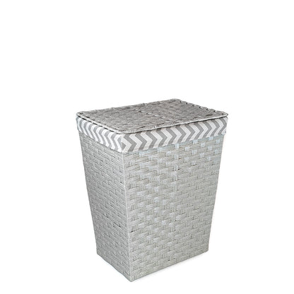 Gray Rattan Laundry Hamper w/ Fabric Lining Medium