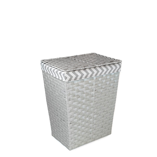 Gray Rattan Laundry Hamper w/ Fabric Lining Medium