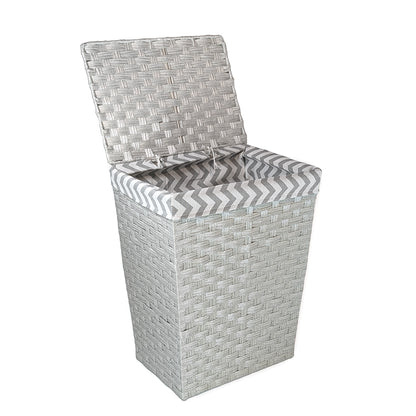 Gray Rattan Laundry Hamper w/ Fabric Lining Medium
